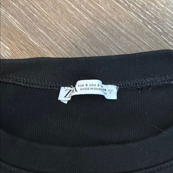 Zara Black Muscle Tee Crop Fitted - Picture 2 of 2